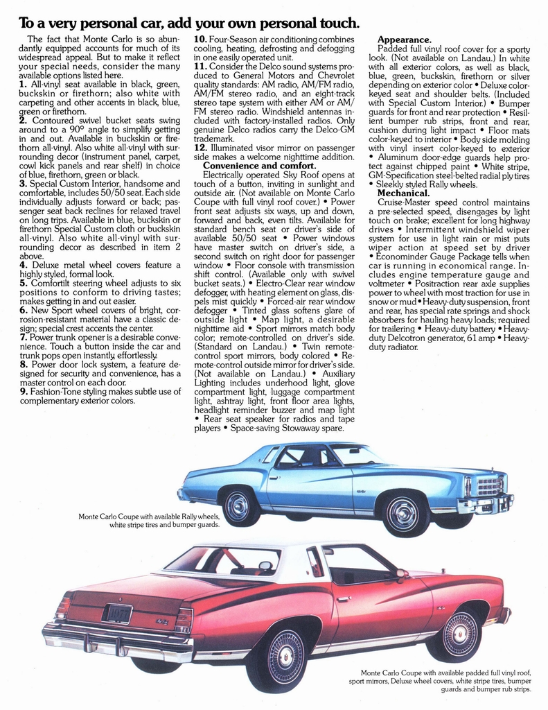 1977 Chevrolet Monte Carlo Brochure Page 6